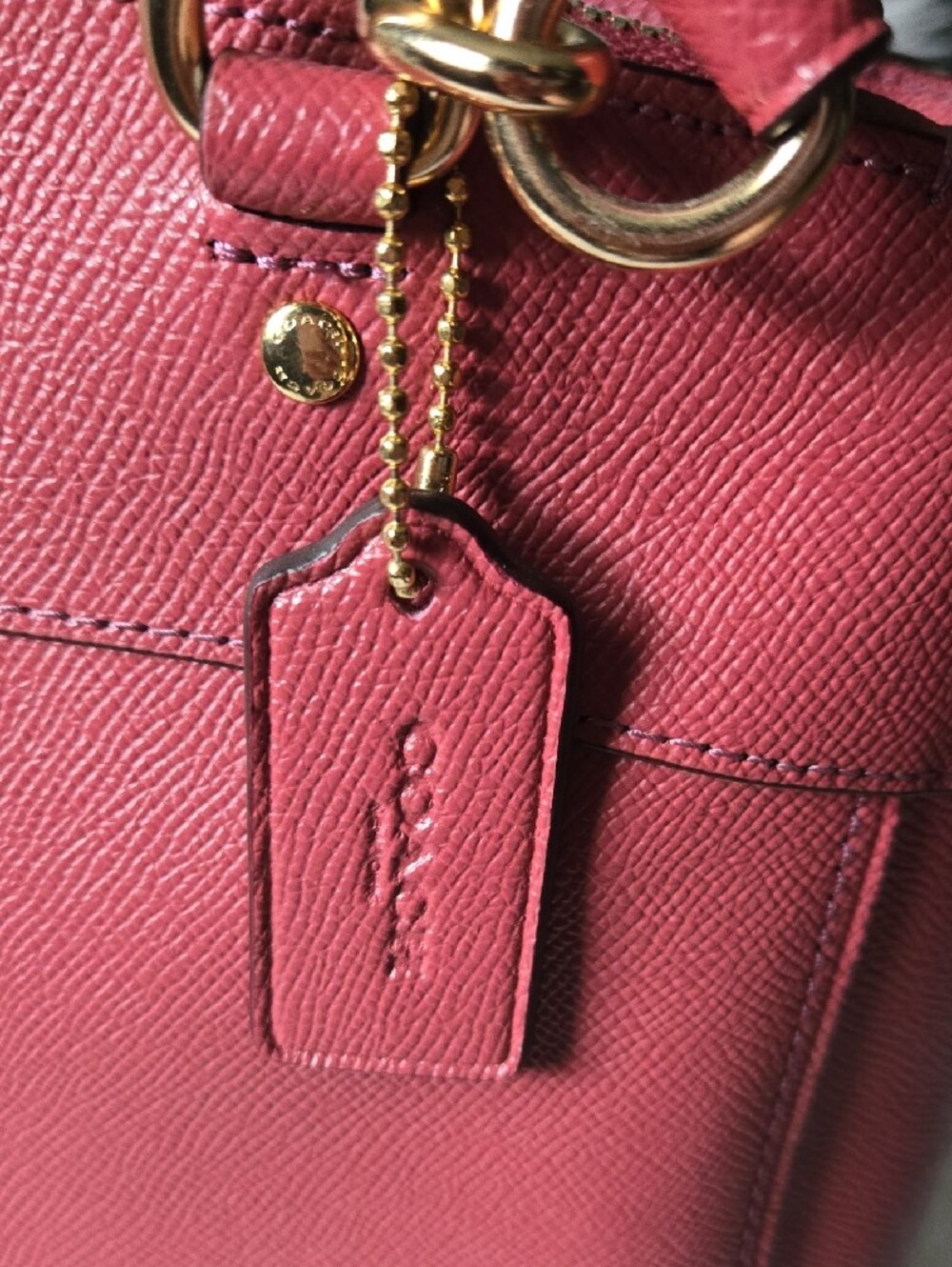 Coach Pink Leather Satchel with Cherry Charm - Picture 6 of 12